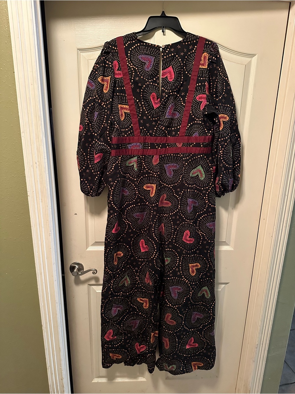 FARM Rio Black Heart-Print Wide-Leg Jumpsuit with Multicolor Hearts - Picture 3 of 4